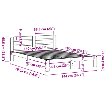 vidaXL Bed Frame without Mattress Wax Brown 140x190 cm Solid Wood Pine