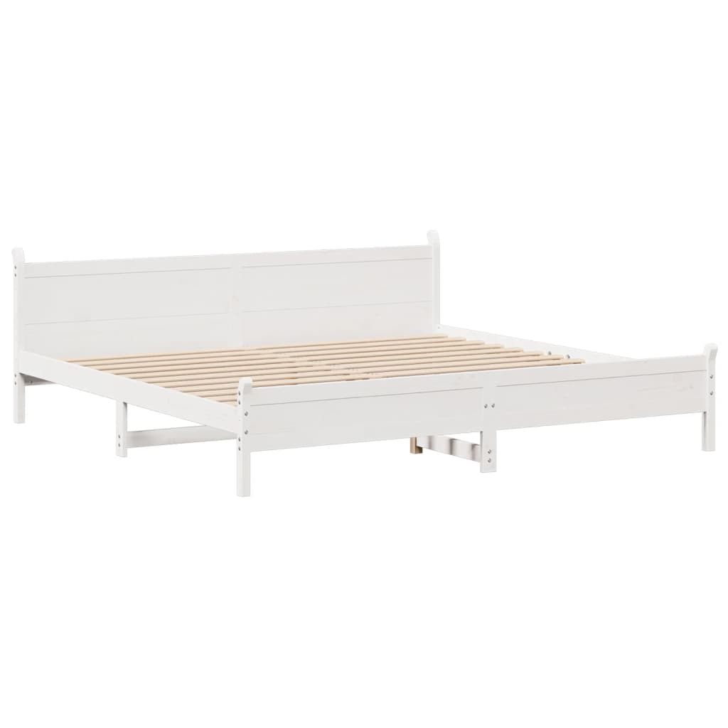 vidaXL Bed Frame without Mattress White 180x200 cm Super King Solid Wood Pine