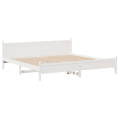 vidaXL Bed Frame without Mattress White 180x200 cm Super King Solid Wood Pine
