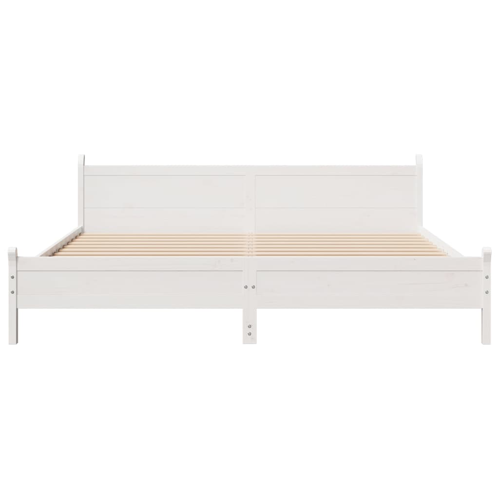 vidaXL Bed Frame without Mattress White 180x200 cm Super King Solid Wood Pine