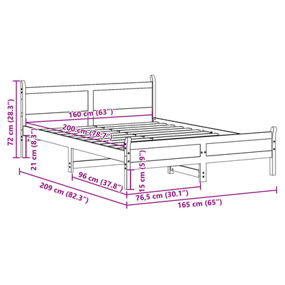 vidaXL Bed Frame without Mattress Wax Brown 160x200 cm Solid Wood Pine