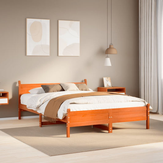 vidaXL Bed Frame without Mattress Wax Brown 160x200 cm Solid Wood Pine