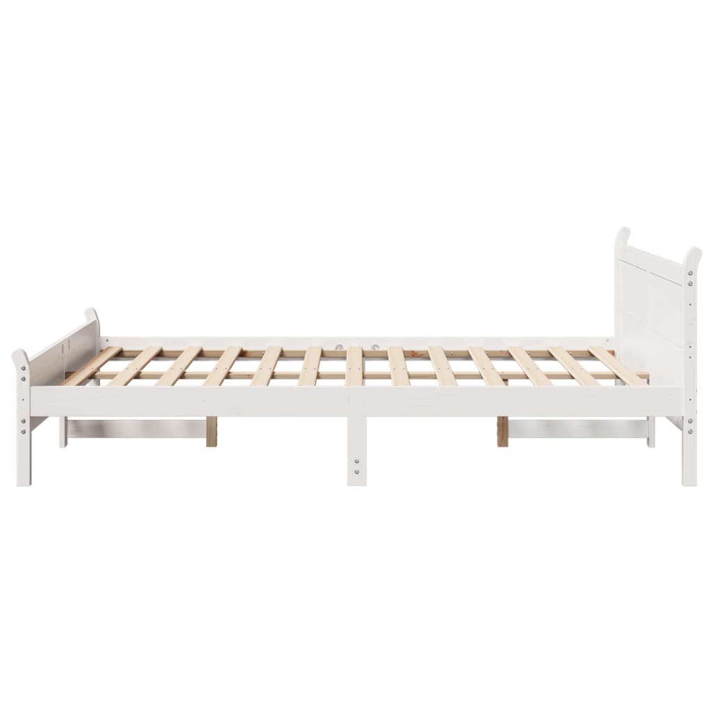 vidaXL Bed Frame without Mattress White 150x200 cm King Size Solid Wood Pine