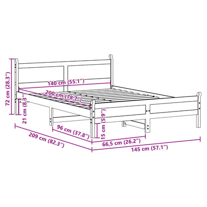 vidaXL Bed Frame without Mattress Wax Brown 140x200 cm Solid Wood Pine