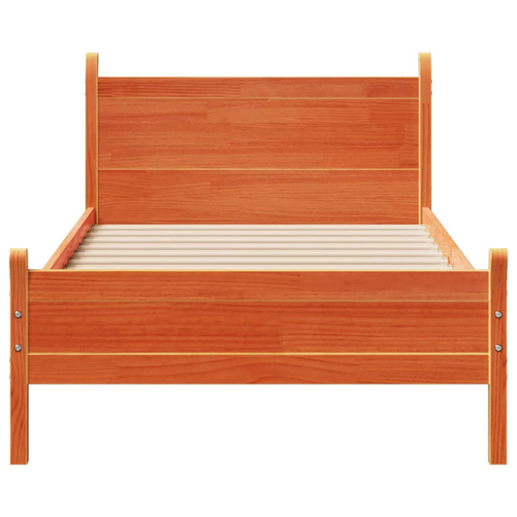 vidaXL Bed Frame | Wax Brown | Solid Pine Wood, Plywood | Single | Bed Frame