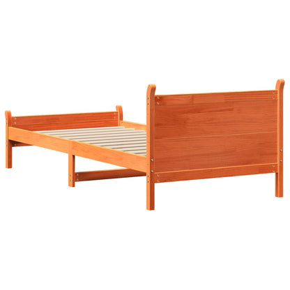 vidaXL Bed Frame | Wax Brown | Solid Pine Wood, Plywood | Single | Bed Frame