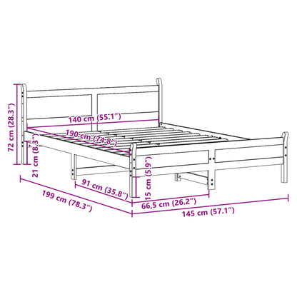 vidaXL Bed Frame without Mattress 140x190 cm Solid Wood Pine