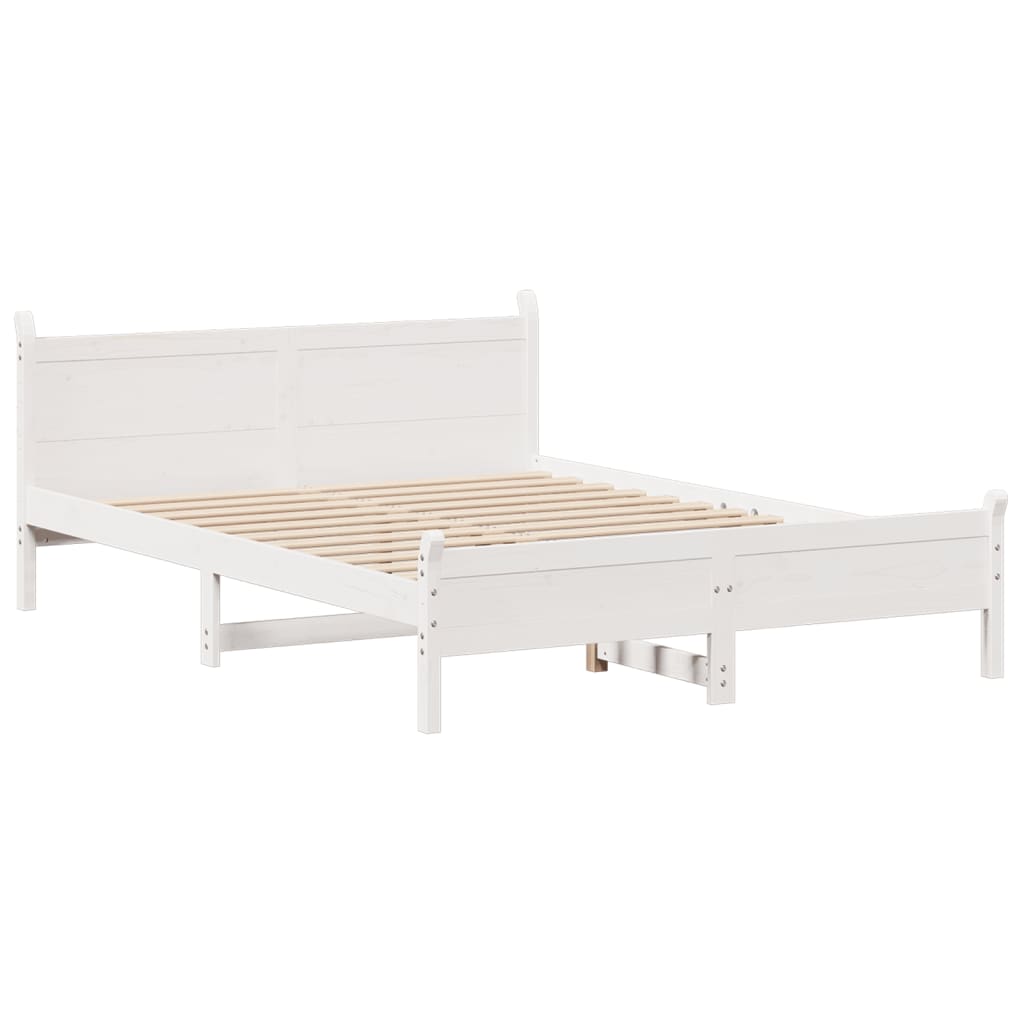 vidaXL Bed Frame without Mattress White 140x190 cm Solid Wood Pine