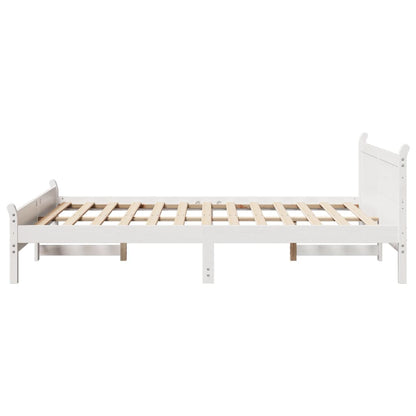 vidaXL Bed Frame without Mattress White 135x190 cm Double Solid Wood Pine