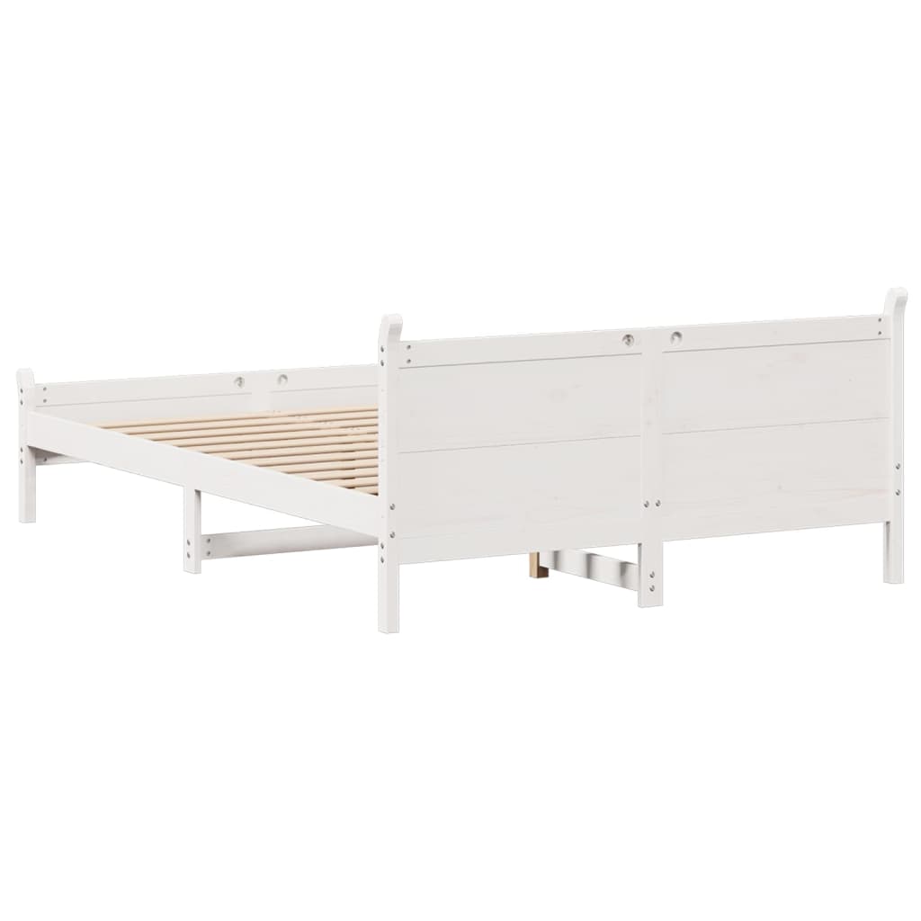 vidaXL Bed Frame without Mattress White 135x190 cm Double Solid Wood Pine