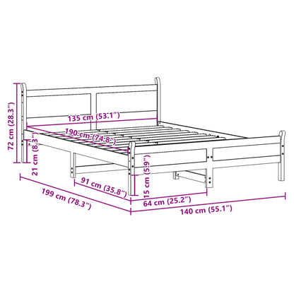 vidaXL Bed Frame without Mattress White 135x190 cm Double Solid Wood Pine
