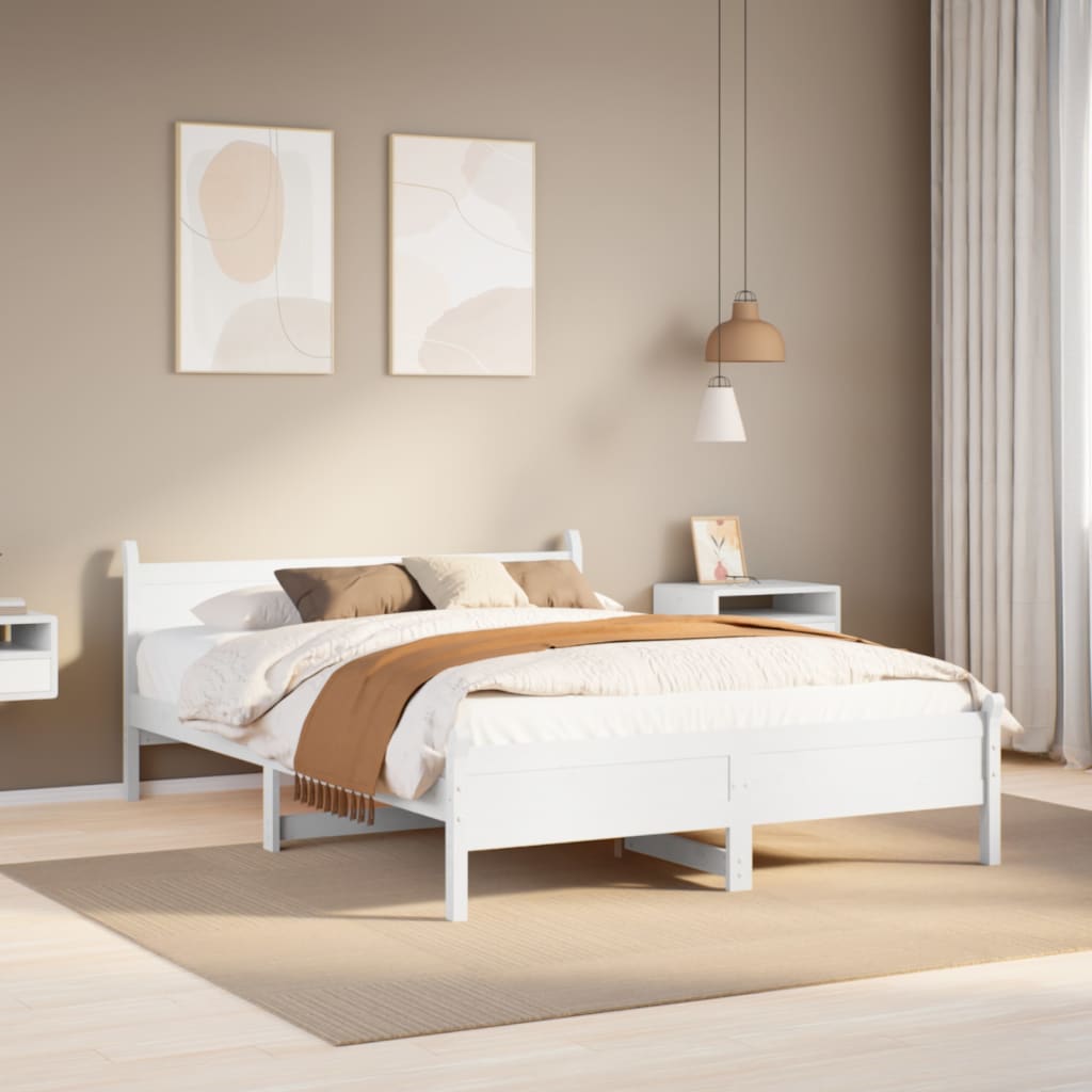 vidaXL Bed Frame without Mattress White 120x190 cm Small Double Solid Wood Pine