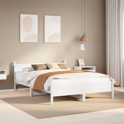 vidaXL Bed Frame without Mattress White 120x190 cm Small Double Solid Wood Pine