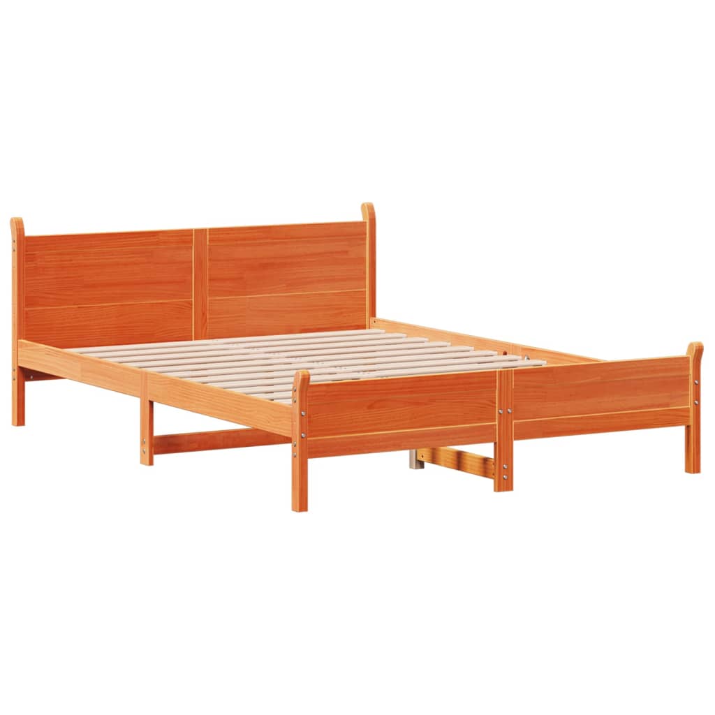 vidaXL Bed Frame | Wax brown | Solid pine wood | Small Double | Bed Frame