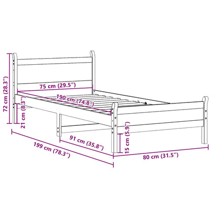 vidaXL Bed Frame | Wax brown | Solid pine wood | Small Single | Bed Frame