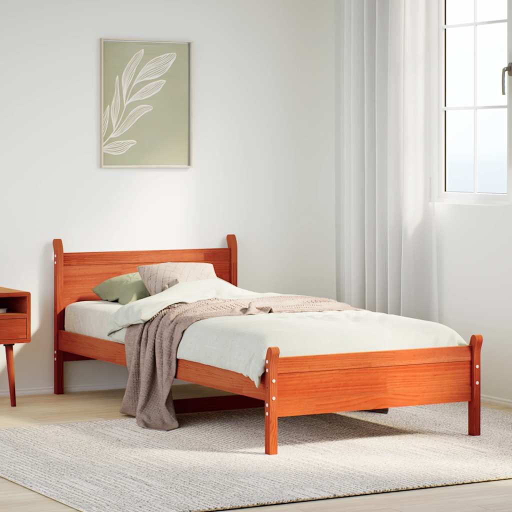 vidaXL Bed Frame | Wax brown | Solid pine wood | Small Single | Bed Frame