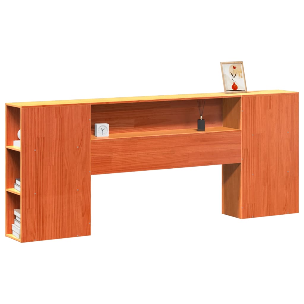 vidaXL Headboard with Storage Wax Brown 200 cm Solid Wood Pine