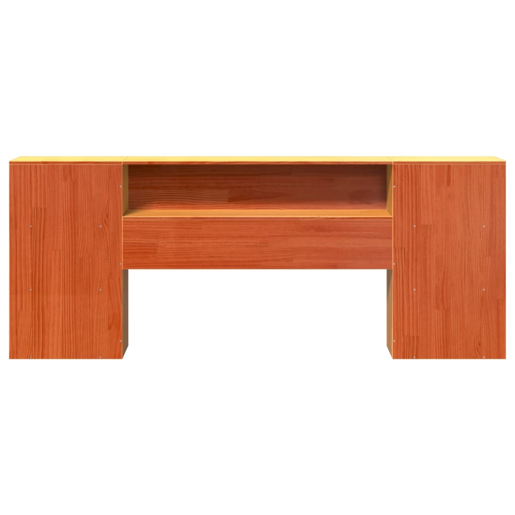 vidaXL Headboard with Storage Wax Brown 200 cm Solid Wood Pine