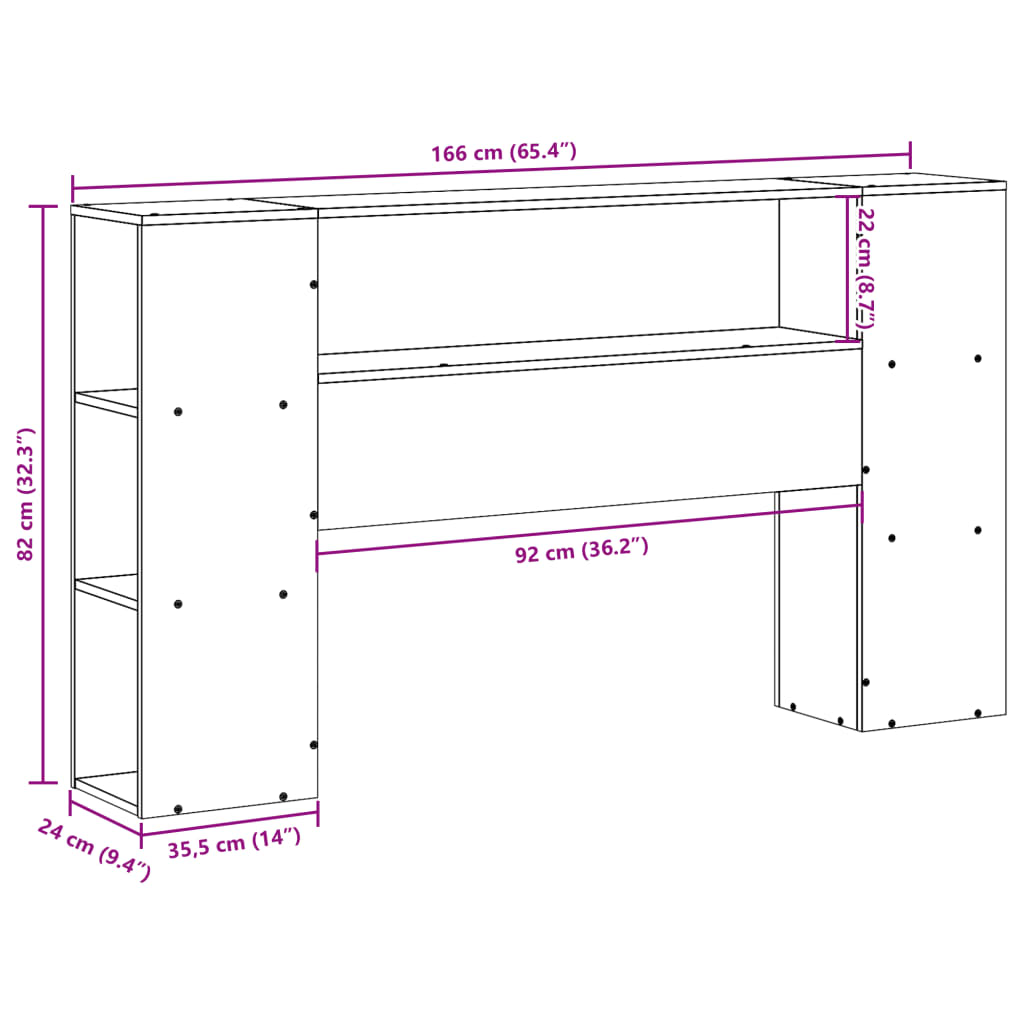 vidaXL Headboard with Storage White 160 cm Solid Wood Pine