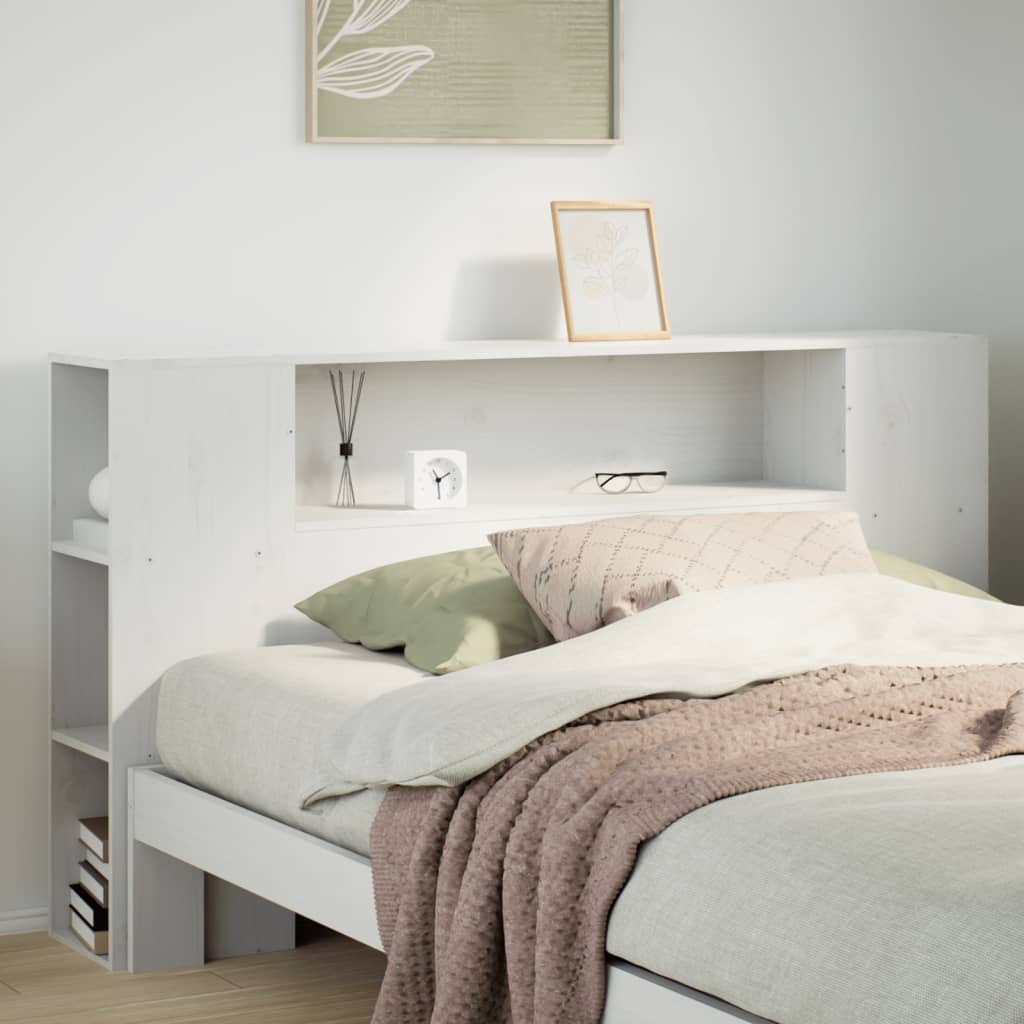 vidaXL Headboard with Storage White 140 cm Solid Wood Pine