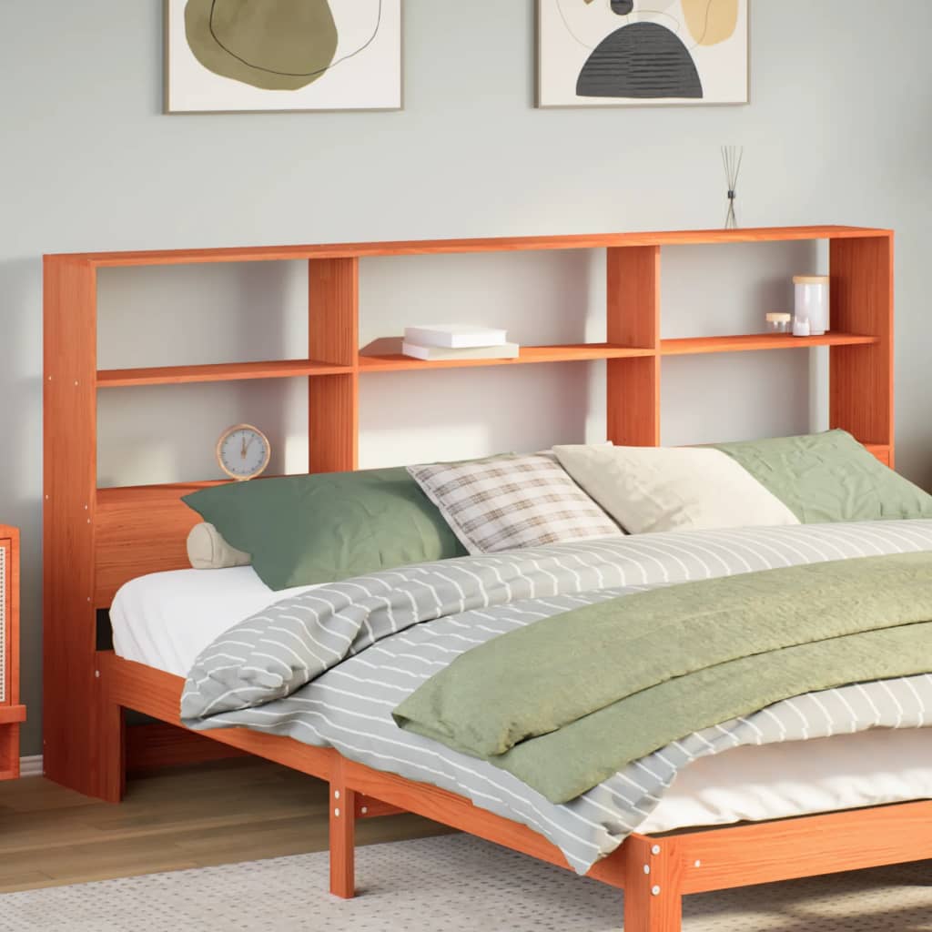 vidaXL Headboard with Storage Wax Brown 200 cm Solid Wood Pine