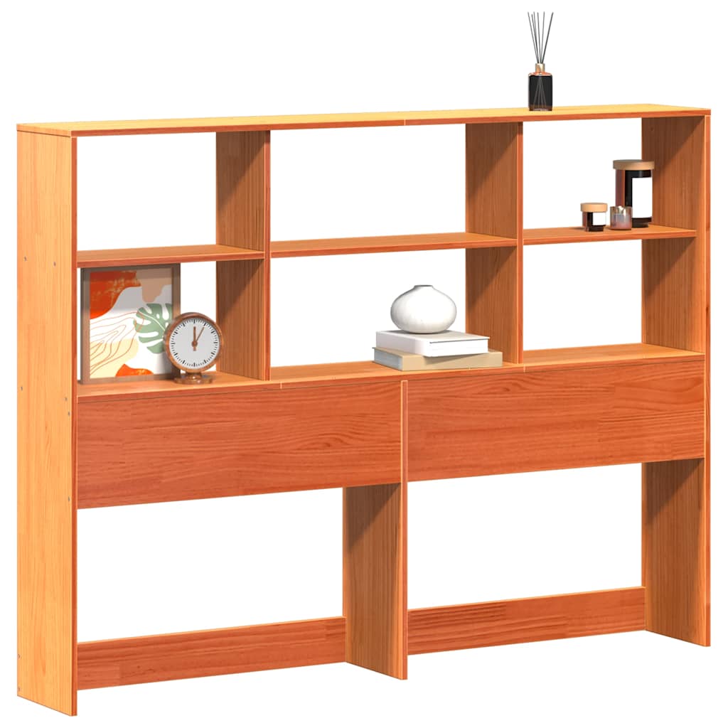 vidaXL Headboard with Storage Wax Brown 135 cm Solid Wood Pine