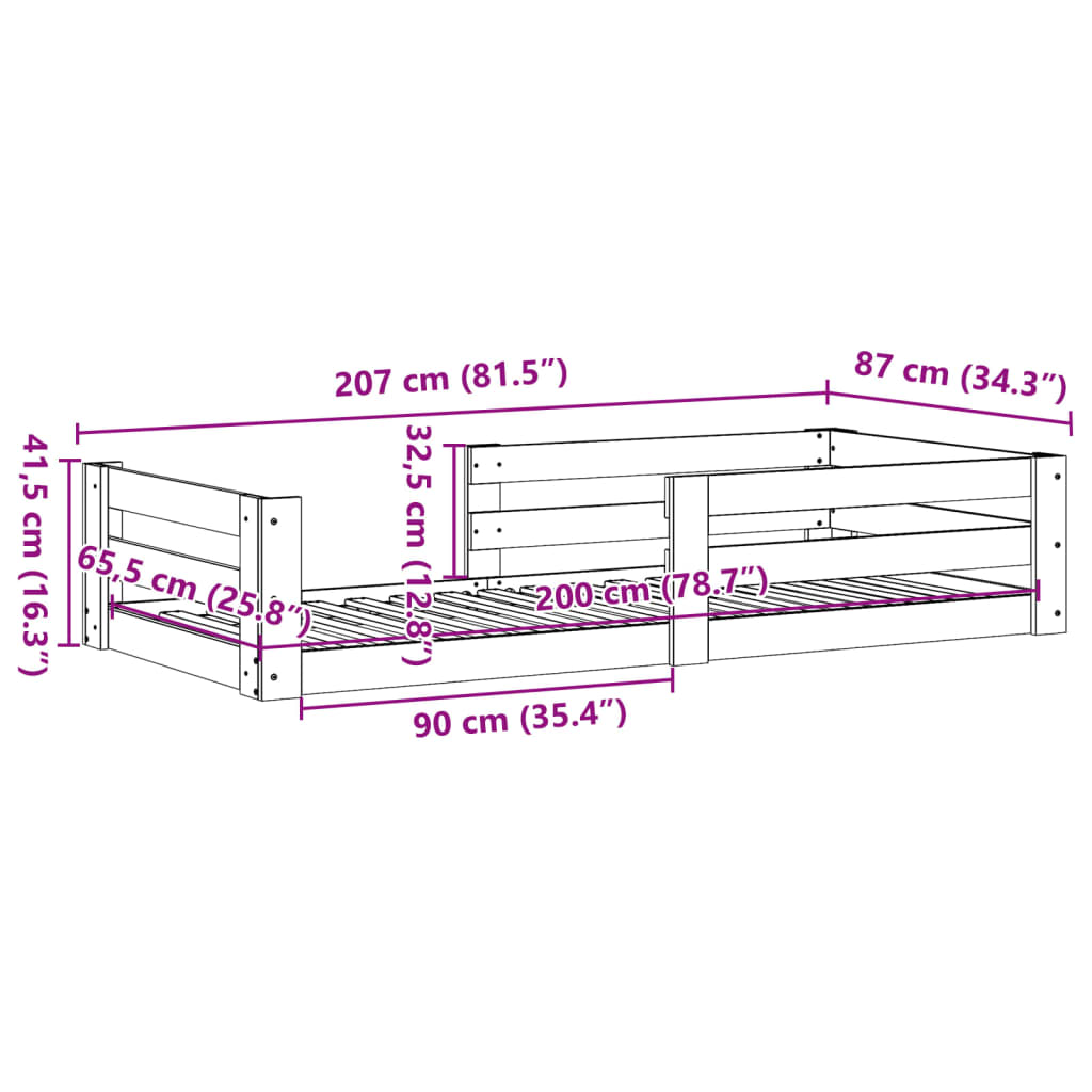 vidaXL Bed Frame without Mattress White 80x200 cm Solid Wood Pine