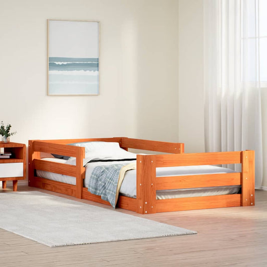 vidaXL Bed Frame | Wax brown | Solid pine wood, plywood slats | Small Single