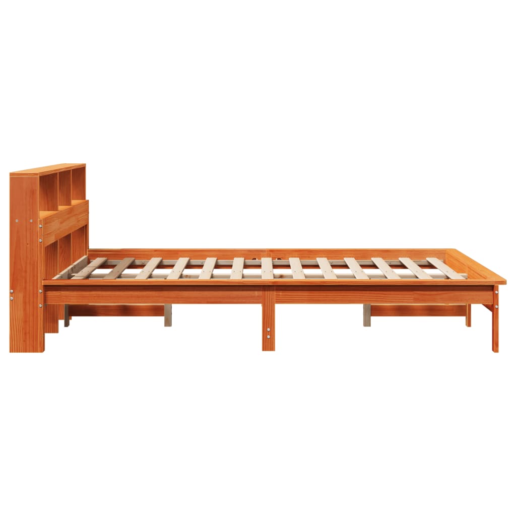 vidaXL Bookcase Bed without Mattress Wax Brown 120x200 cm Solid Wood Pine