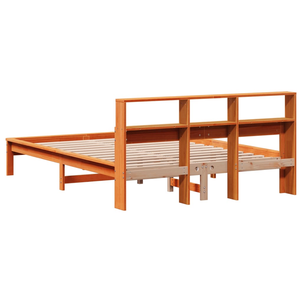 vidaXL Bookcase Bed without Mattress Wax Brown 120x200 cm Solid Wood Pine