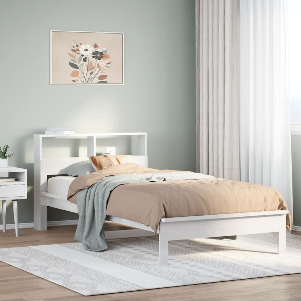 vidaXL Bookcase Bed without Mattress White 100x200 cm Solid Wood Pine