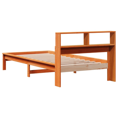 vidaXL Bookcase Bed without Mattress Wax Brown 100x200 cm Solid Wood Pine