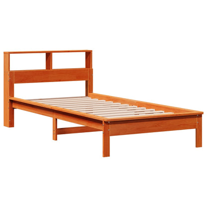 vidaXL Bookcase Bed without Mattress Wax Brown 90x200 cm Solid Wood Pine