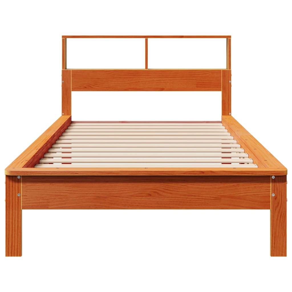 vidaXL Bookcase Bed without Mattress Wax Brown 90x200 cm Solid Wood Pine