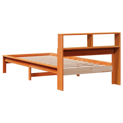 vidaXL Bookcase Bed without Mattress Wax Brown 90x200 cm Solid Wood Pine
