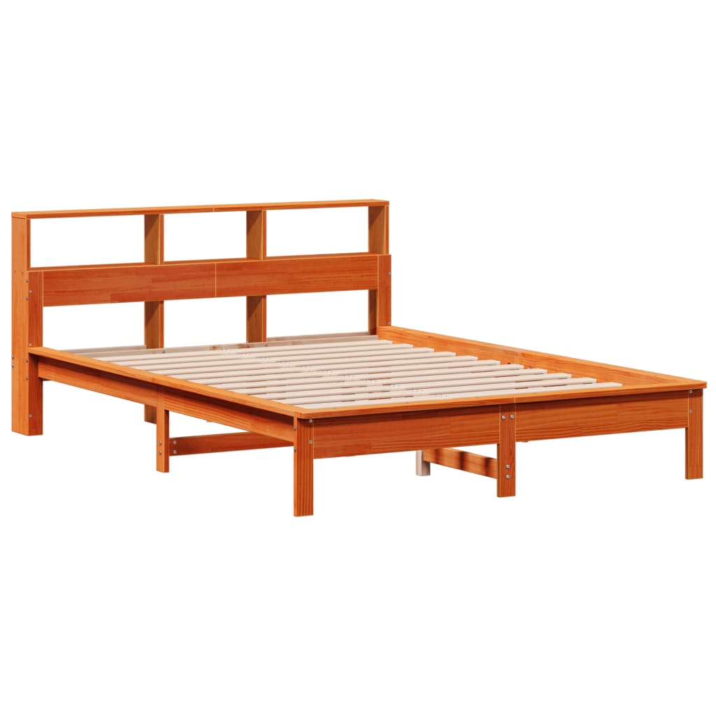 vidaXL Bookcase Bed without Mattress Wax Brown 120x190 cm Small Double Solid Wood Pine