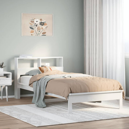 vidaXL Bookcase Bed without Mattress White 90x190 cm Single Solid Wood Pine