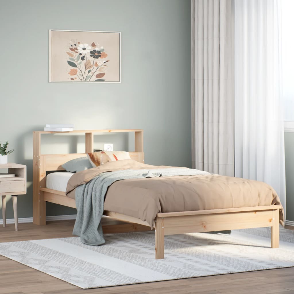 vidaXL Bookcase Bed without Mattress 75x190 cm Small Single Solid Wood Pine