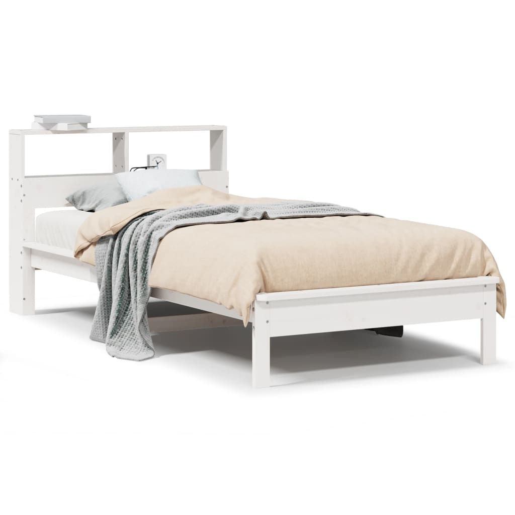 vidaXL Bookcase Bed without Mattress White 75x190 cm Small Single Solid Wood Pine