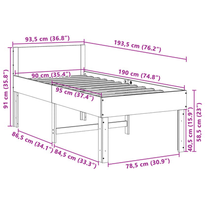 vidaXL Bed Frame without Mattress 90x190 cm Single Solid Wood Pine