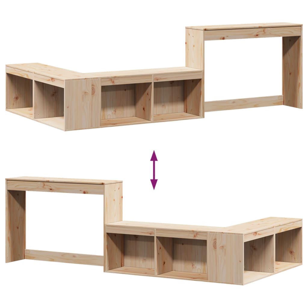 vidaXL Bedside Cabinet with Desk 232x122x75 cm Solid Wood Pine