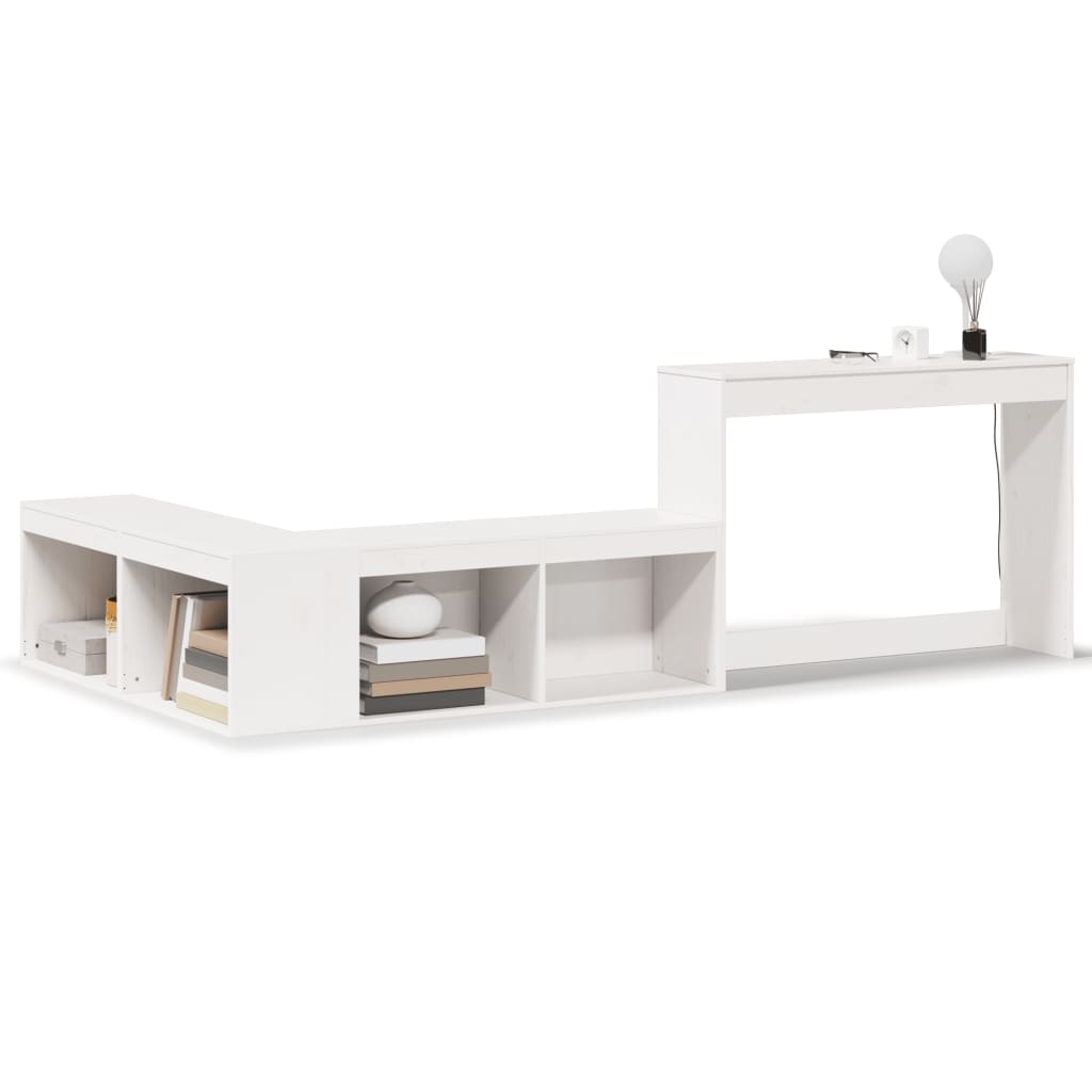 vidaXL Bedside Cabinet with Desk White 232x122x75 cm Solid Wood Pine