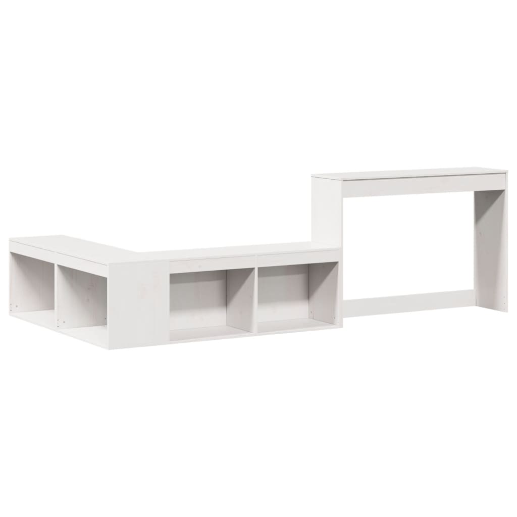 vidaXL Bedside Cabinet with Desk White 232x122x75 cm Solid Wood Pine