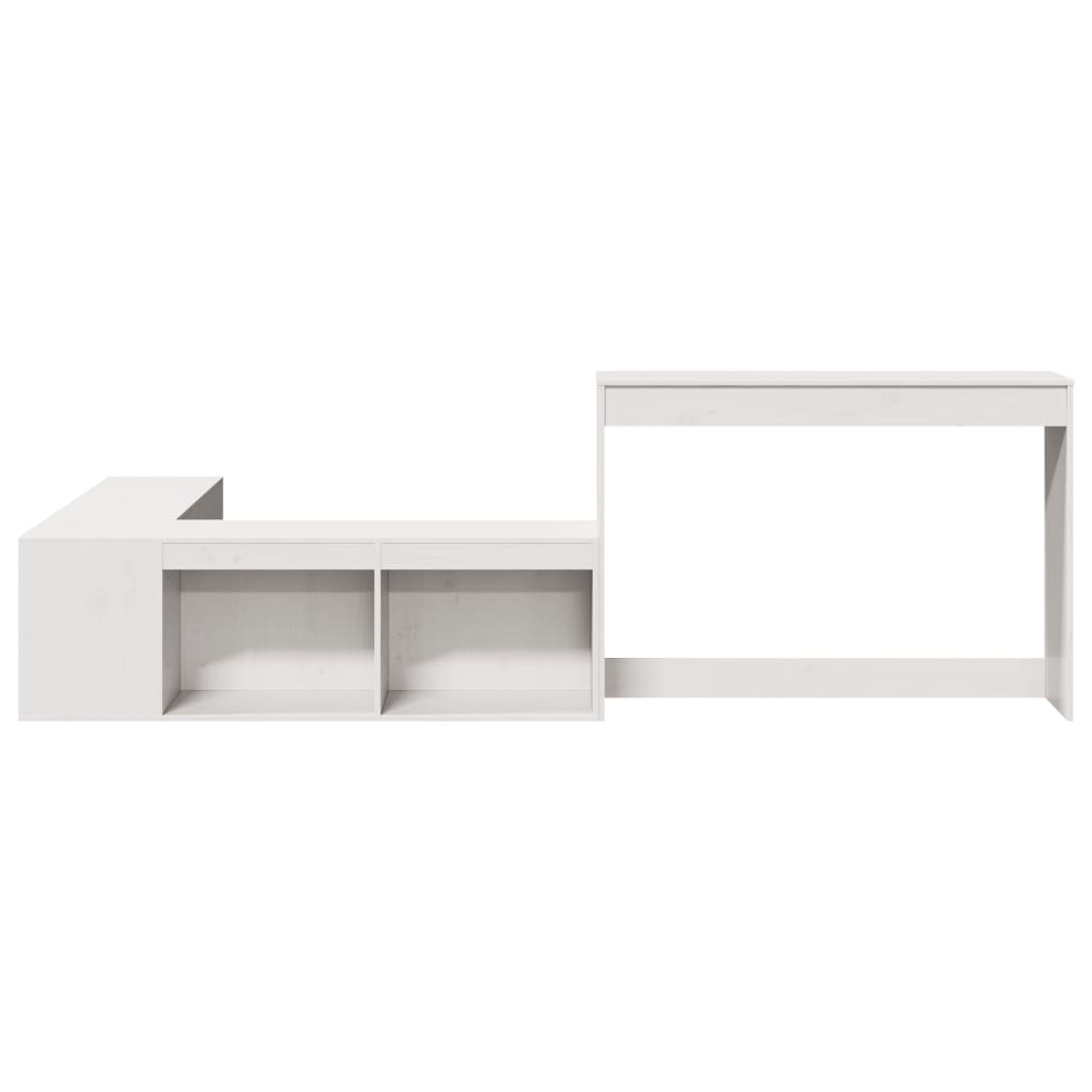vidaXL Bedside Cabinet with Desk White 232x122x75 cm Solid Wood Pine