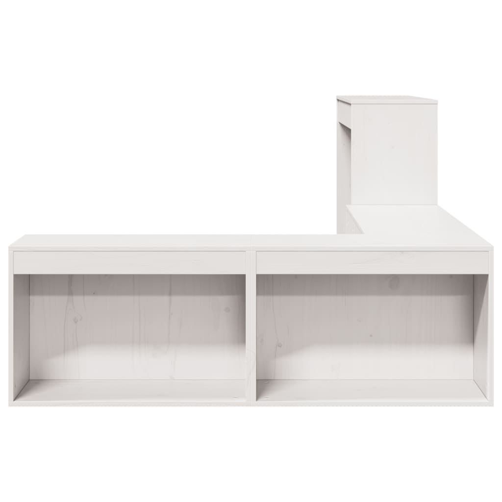 vidaXL Bedside Cabinet with Desk White 232x122x75 cm Solid Wood Pine