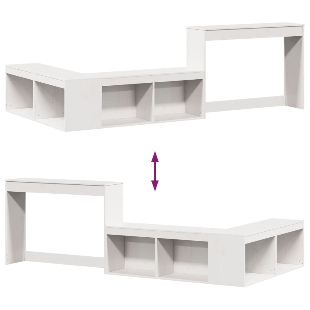vidaXL Bedside Cabinet with Desk White 232x122x75 cm Solid Wood Pine