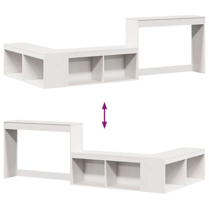 vidaXL Bedside Cabinet with Desk White 232x122x75 cm Solid Wood Pine