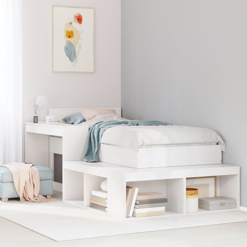 vidaXL Bedside Cabinet with Desk White 232x122x75 cm Solid Wood Pine