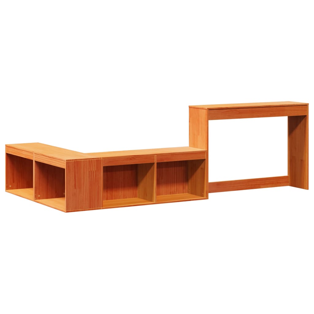 vidaXL Bedside Cabinet with Desk Wax Brown 222x122x75 cm Solid Wood Pine