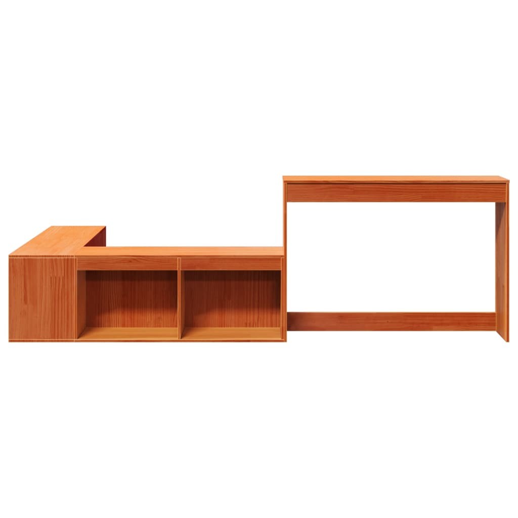 vidaXL Bedside Cabinet with Desk Wax Brown 222x122x75 cm Solid Wood Pine